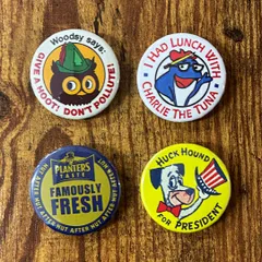 【缶バッジ】4種セット アドバタイジング USヴィンテージ風 アメリカン雑貨 缶バッチ