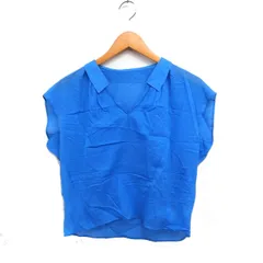 マカフィー MACPHEE トゥモローランド フレンチスリーブ スキッパー シャツ ブラウス 無地 コットン 綿 38 ブルー 青 /FT19