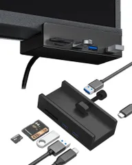 Sikai USB ハブ クランプ式 5-in-1 USBハブ USB3.0ポート*2 Type-C SDカード マイクロSDカード 5ポート 固定可能 高速データ転送 充電対応 MicroSDカード TFカード USB-Cハブ Type-Cハブ ミ ...