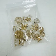 1袋 アンティーク調 アクリルビーズ クリア×ゴールド ハンドメイドパーツ