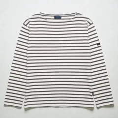 100 セントジェームス Tシャツ ストライプ コーヒー色