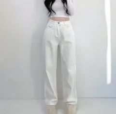 ホワイト デニム パンツ ワイド デニム