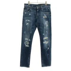 DOLCE&GABBANA ドルチェ＆ガッバーナ DGポケット ダメージスリムデニムパンツ GY07CZ/G8DN4 インディゴ 46