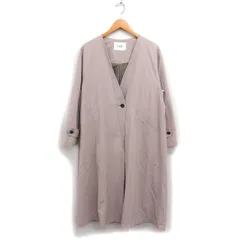 スローブ イエナ SLOBE IENA  ノーカラー コート アウター ロング 無地 コットン 綿 38 ベージュ /FT41