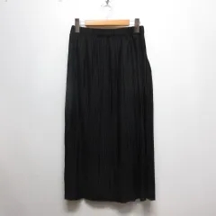 ユニクロ UNIQLO ランダム プリーツ ロング スカート S 黒 ブラック ペチコート付き タグ付き