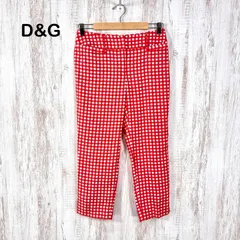 美品 D&G DOLCE&GABBANA ドルチェアンドガッバーナ ギンガムチェック 総柄 シルク100% サイドスリット クロップドパンツ レッド レディースのサムネイル