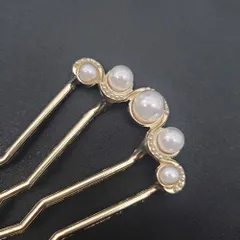 パール かんざし 5連 シンプル ゴールド 和装 洋装 コーム 髪飾り