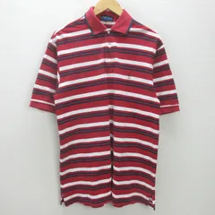K■パーリーゲイツ/PEARLYGATES ボーダー柄 鹿の子地 半袖ポロシャツ【3】赤/MENS■31【中古】