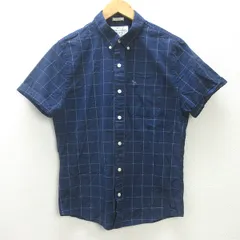 K■アバクロンビー&フィッチ/Abercrombie&Fitch チェック柄 半袖BDシャツ【M】紺/MENS■17【中古】