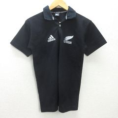 アディダス×オールブラックス ビンテージ半袖ポロシャツ 刺繍ロゴ 黒色