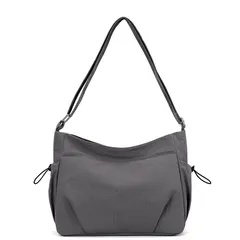 [ａｄｚｕ] ショルダーバッグ レディース 斜めがけ 撥水 ナイロン 軽量 大容量 多ポケット ボディバッグ 無地 (グレー) [グレー]