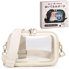 ａｄｚｕ ぬいぐるみポーチ ぬいポーチ 推しぬい クリア ショルダー 自立 マチ8cm 厚み (ホワイト) [ホワイト]