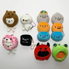【まとめ売り】 かおもじん 奇ぐるみマスコット 猛獣 トーテムポール 顔文字ダイスクリーナー 8点セット