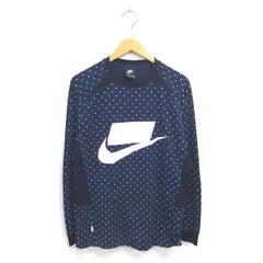 ナイキ NIKE 国内正規品 NSW Tシャツ カットソー ドット 丸首 薄手 ラグランスリーブ 長袖 Ｌ ネイビー 紺 /TT