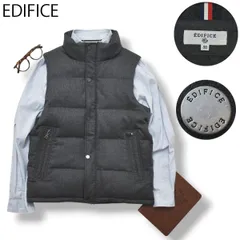 【定番】 エディフィス EDIFICE スタンドカラー ウール ダウンベスト 無地 シンプル カジュアル 38 チャコールグレー 灰 メンズ