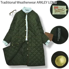 【定番】 トラディショナルウェザーウェア Traditional Weatherwear ARKLEY LONG ノーカラー キルティング コート 中綿 ジャケット 32 オリーブ レディース ♪