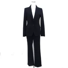 インディヴィ INDIVI スーツ セットアップ テーラード ジャケット ストライプ スラックス ストレート ジップフライ 36 黒 ブラック /NT21