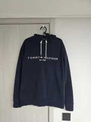 トミーヒルフィガー ネイビー 起毛 フードTシャツ XXL