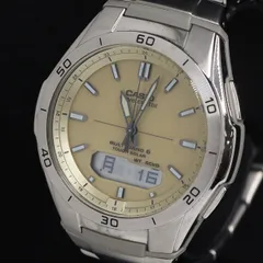 稼働 カシオ ウェーブセプター WVA-M640 ソーラー ゴールド文字盤 アナデジ メンズ腕時計 KRH 2000000 NSK