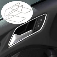 4個 スステンレス 車内ドアハンドルカバーフレームステッカー アウディ A3 8V 2013-19 アクセサリー