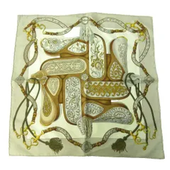 エルメス HERMES カレ45 スカーフ フェスティバル シルク ベージュ系 1206 ☆AA★