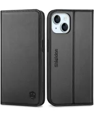 カード収納 横置きスタンド機能 TPU素材 マグネット内蔵 衝撃吸収 [RFIDブロッキング]全面保護 対応スマホカバー アイホン15 あいふぉん15 用 本革 スマホケース 手帳型 2023年発売 対応ケース 6.1インチ 15 5G iPhone ブラック