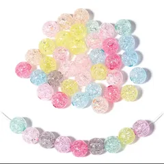 No.457 【50個入り】大穴 クラックビーズ 10mm カスタムボールペン デコパーツ 詰め合わせ