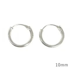 送料無料 シルバー925 フープピアス 両耳用 2個セット 18G 10mm シルバー silver925 ピアス 輪っかピアス リングピアス シンプル ストリート ヒップホップ HIPHOP 韓国ファッション