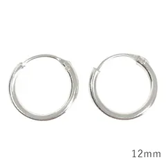 送料無料 シルバー925 フープピアス 両耳用 2個セット 18G 12mm シルバー silver925 ピアス 輪っかピアス リングピアス シンプル ストリート ヒップホップ HIPHOP 韓国ファッション