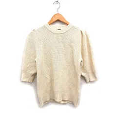 ミラオーウェン Mila Owen ボリュームスリーブ ニット セーター 丸首 7分袖 無地 リネン 麻 0 ホワイト 白 /FT38