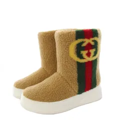 グッチ GUCCI ボアブーツ ショート丈 インターロッキングG シェリーライン 35 ベージュ 721058 /KH