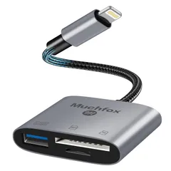 【2025 MFi認证品】iPhone SDカードリーダー 3in1 USB/SD/TF変換アダプタ 設定不要 USB3.0高速双方向データ転送 メモリーカードリーダー 説明書付き 写真/ビデオ/Word/Excel iPhone/iPad/i0S対応