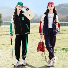 送料無料 ジャージ 子供服 女の子 スウェット 長袖 上下セット 2点セット ガールズ スポーツウェア シンプル 運動着 運動会 韓国風 パーカー ジュニア おしゃれ アウター 春秋 カジュアル HIPHOP ダンス 衣装