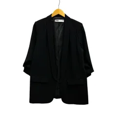 ザラ ZARA ジャケット 七分袖 無地 2761/040/800 L 黒 ブラック