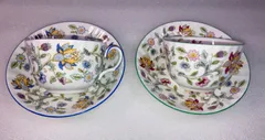 【希少】Minton ミントン ハドンホール カップ＆ソーサー 2客セット（ブルー・グリーン）