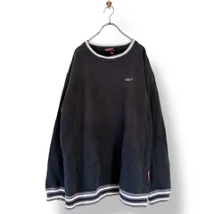 VANS バンズ トレーナー スウェット Lサイズ メンズ 古着 無地 ワンポイントロゴ 刺繍ロゴ クルーネック リブライン ニット切替 異素材ミックス コットン100％ 裏起毛 ブラック 黒 ビッグシルエット ゆったり カジュアル ストリート スケーター