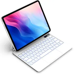 マジックキーボード 2024 11インチ iPad Pro (M4) 対応スマートキーボード iPad Pro 11 (M4) 11inch専用 トラックパッド付きキーボード ケース 7色バックライト付き 磁気吸着ケース 日本語配列キーボード ホワイト