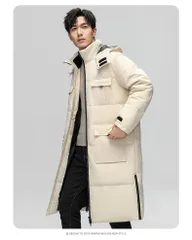 送料無料 ダウンコート ロング丈 メンズ スタンドカラー 立ち襟 フード付き ダウンジャケット ロングダウンジャケット ミリタリー コート 撥水 保温 防寒 厚手 ジャケット カジュアル キルティング 軽め 冬服【】