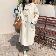 送料無料 ダッフルコート レディース ロングコート ウールコート フード付き アウター コート ロング丈 厚手 防寒 暖かい ポケット付き ゆったり おしゃれ きれいめ お洒落 上品 シンプル カジュアル 無地 通勤 OL 秋 冬