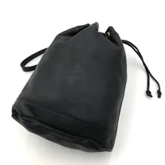 ロンシャン 巾着 ショルダーバッグ ブラック レザー 黒 ポシェット 中古