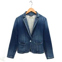 ヤヌーク YANUK デニム テーラード ジャケット アウター 裏地なし コットン 綿 XS 青 ブルー /NT22