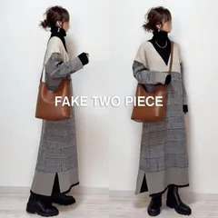 送料無料 ニット ワンピース レディース 即購入OK ハイネック ニットワンピ 長袖 重ね着風 レイヤード風 ロング丈 マキシ丈 配色 切り替え 体型カバー ゆったり シンプル カジュアル おしゃれ かわいい 秋 冬