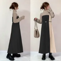 送料無料 ニットワンピース 今季 即購入OK 春夏 マキシ丈 ロング 大人かわいい ニット かわいい きれいめ 秋冬 ウール ニット ワンピース 女性用 ハーフ タートルネック プルオーバー 長袖 上品 通勤