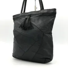 イビザ IBIZA トートバッグ ブラック レザー パッチワーク フリンジ 中古