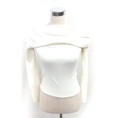 ザラ ZARA タグ付き カットソー オフショルダー ストレッチ 長袖 M アイボリー /TT