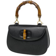 希少90'GUCCIバンブーハンドバッグ オールドグッチ 黒 - メルカリ