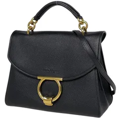 サルヴァトーレフェラガモ Salvatore Ferragamo ガンチーニ ハンドバッグ 2WAY ショルダーバッグ ハンドバッグ レザー ブラック 493 レディース 【中古】