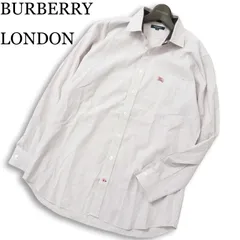 BURBERRY LONDON バーバリー ロンドン 通年 ホース刺繍★ 長袖 ストライプ シャツ Sz.M メンズ 日本製