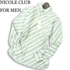 【新品 未使用】 NICOLE CLUB FOR MEN ニコルクラブ フォーメン 通年★ 長袖 斜めストライプ BD シャツ Sz.46 メンズ