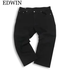 EDWIN エドウィン S403 通年 ストレッチ★ テーパード  デニム パンツ ジーンズ Sz.42 メンズ 黒 日本製 大きいサイズ 特大